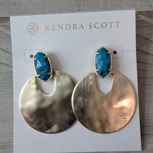 Kendra Scott Deena Gold and Gold Veined Turquoise Earrings